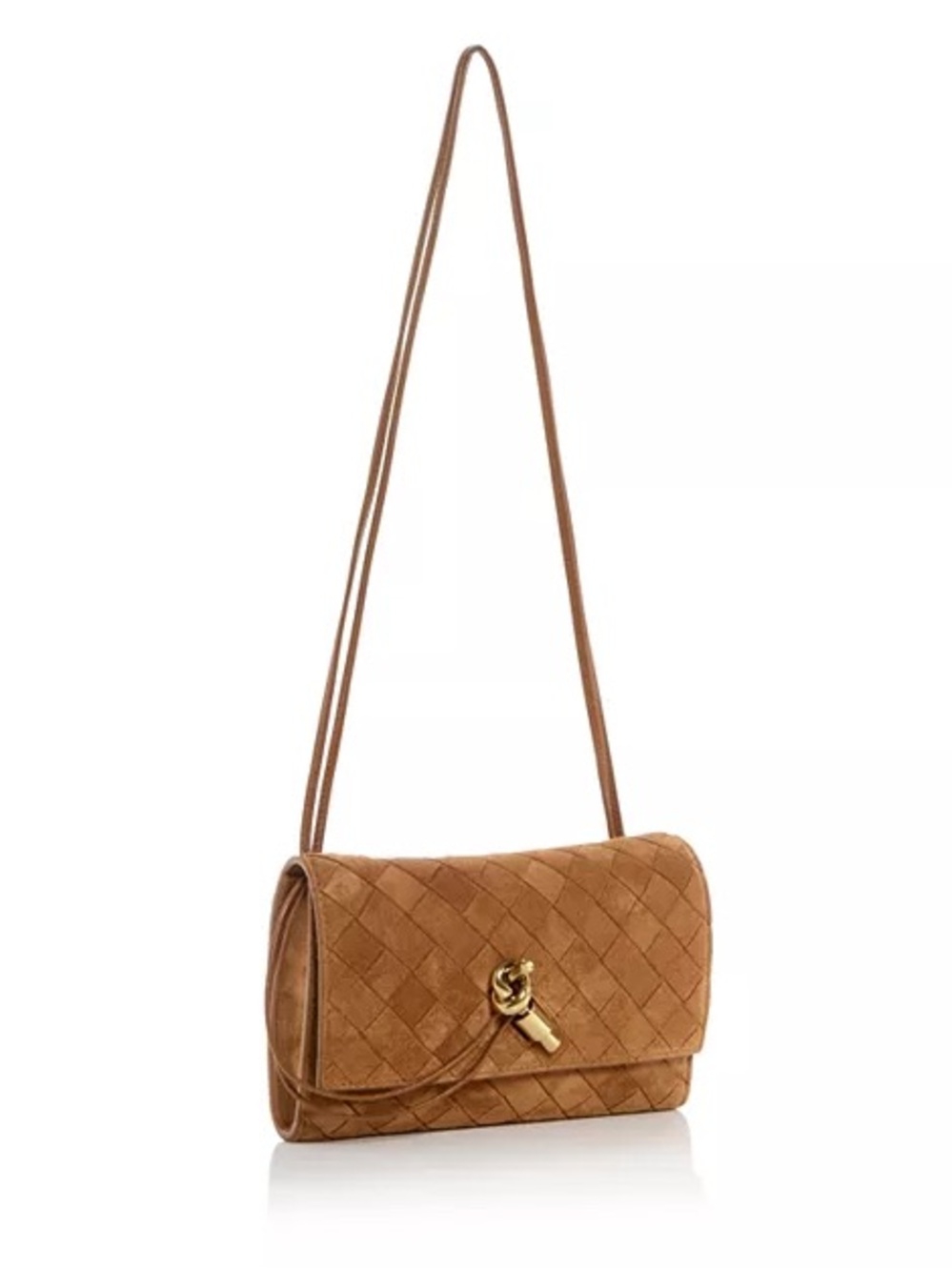 Bottega Veneta Andiamo Suede Crossbody/Wallet Bag Amber Brown - Picture 3 of 8